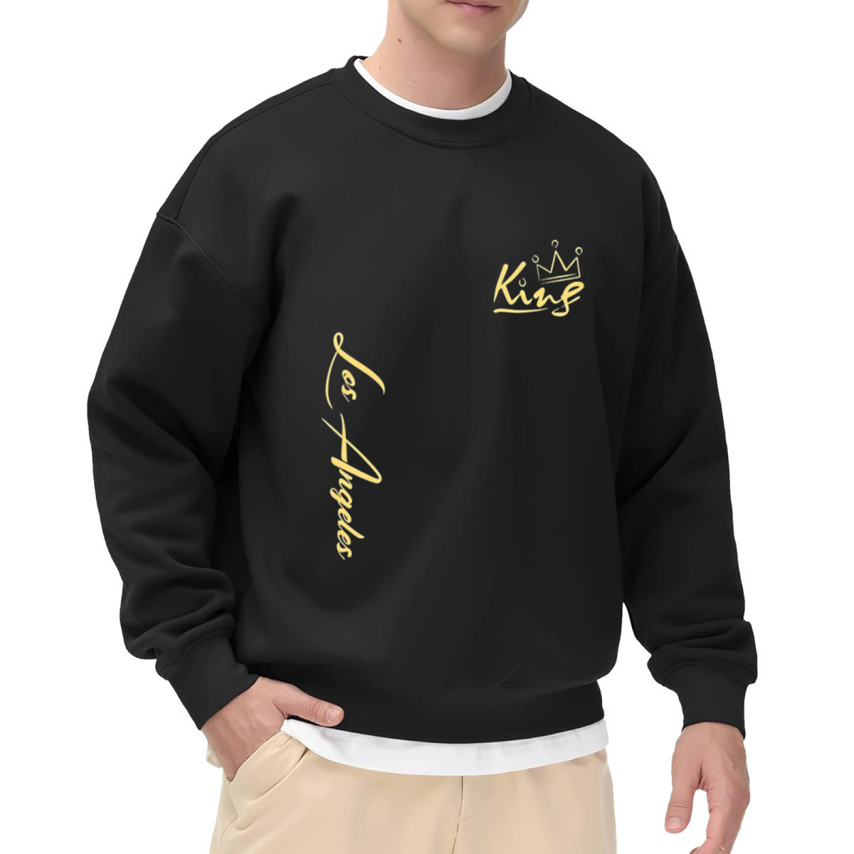 Gold King Crown Los Angeles Side Print Sweatshirt