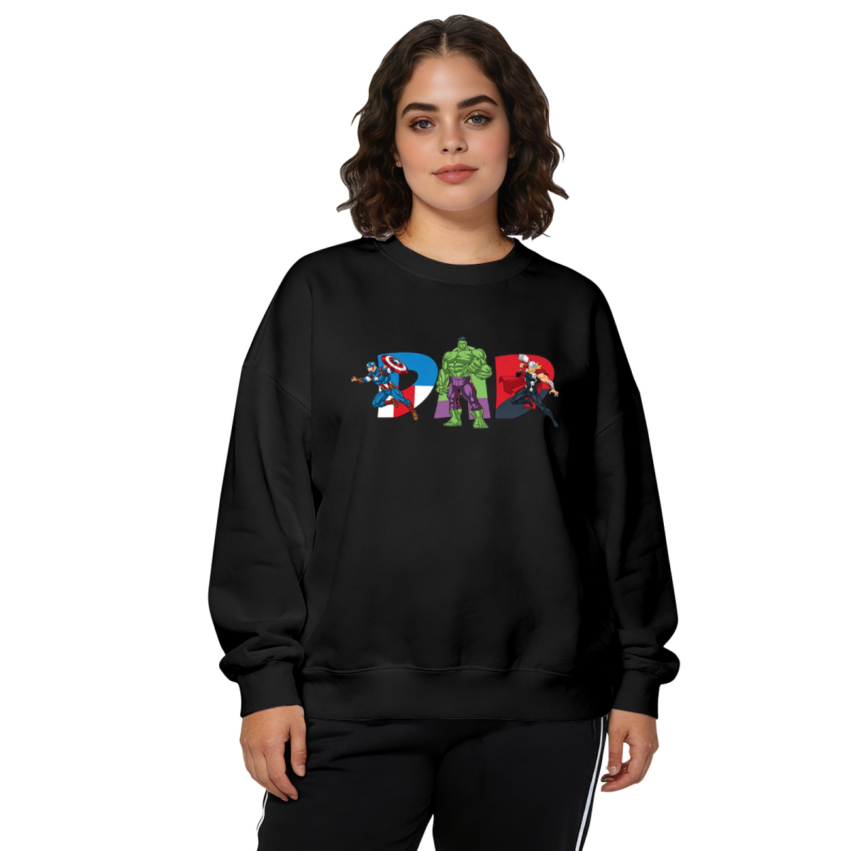 Superhero Dad Marvel Avengers Character Letter Crewneck Sweatshirt