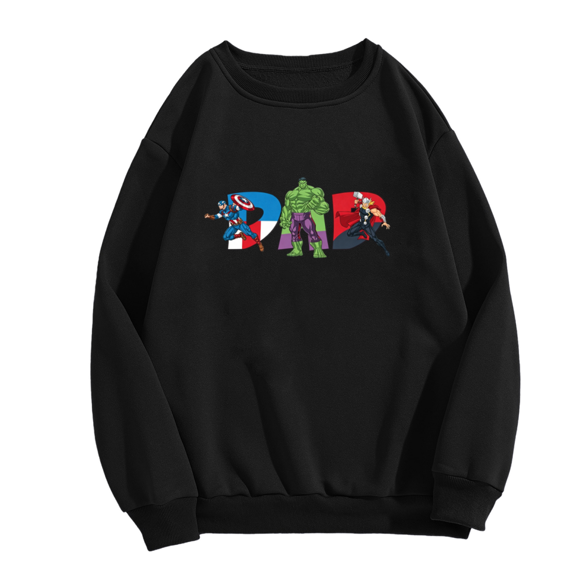 Superhero Dad Marvel Avengers Character Letter Crewneck Sweatshirt