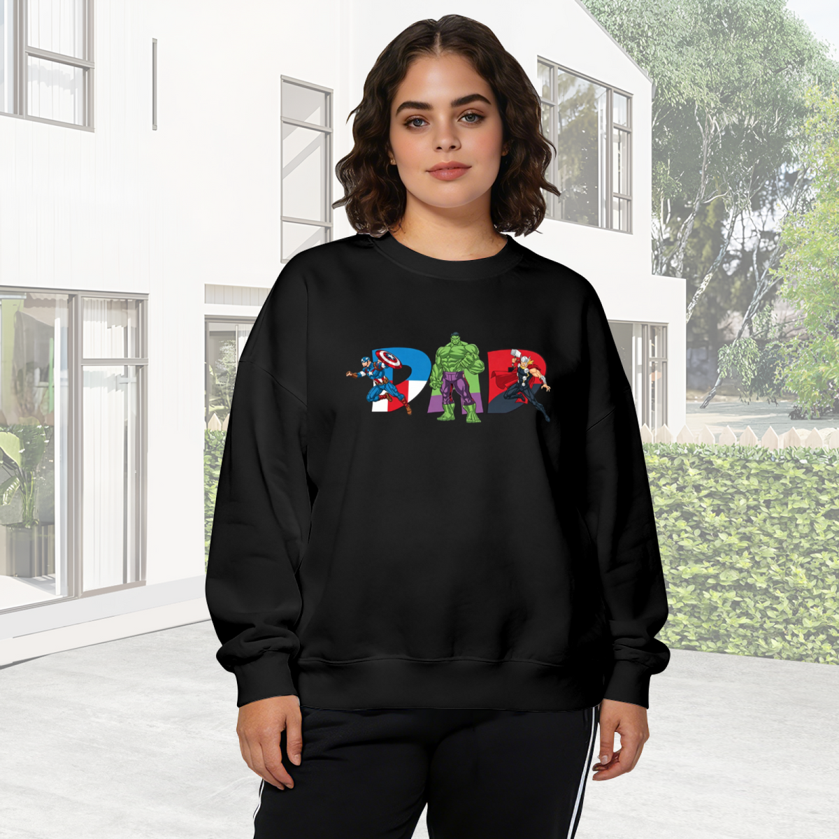 Superhero Dad Marvel Avengers Character Letter Crewneck Sweatshirt