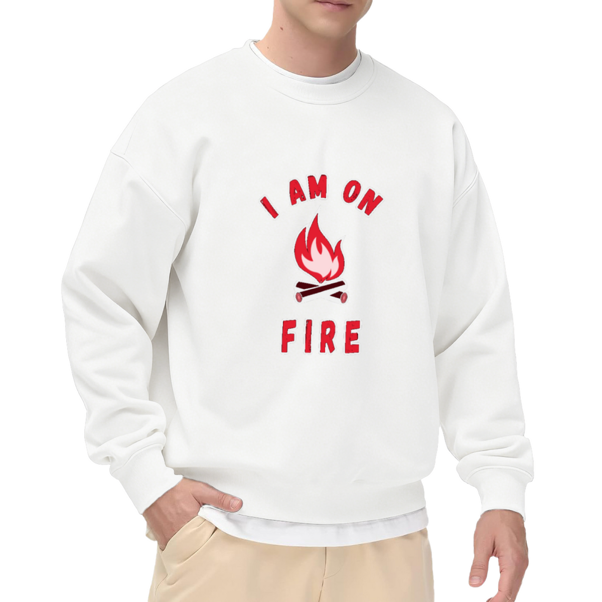 I Am On Fire Campfire Graphic Crew Neck Sweatshirt