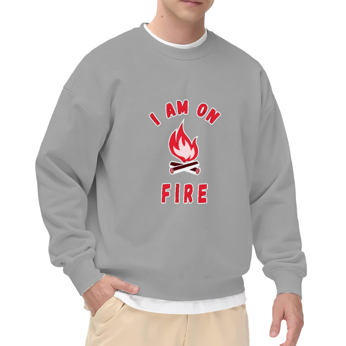 I Am On Fire Campfire Graphic Crew Neck Sweatshirt