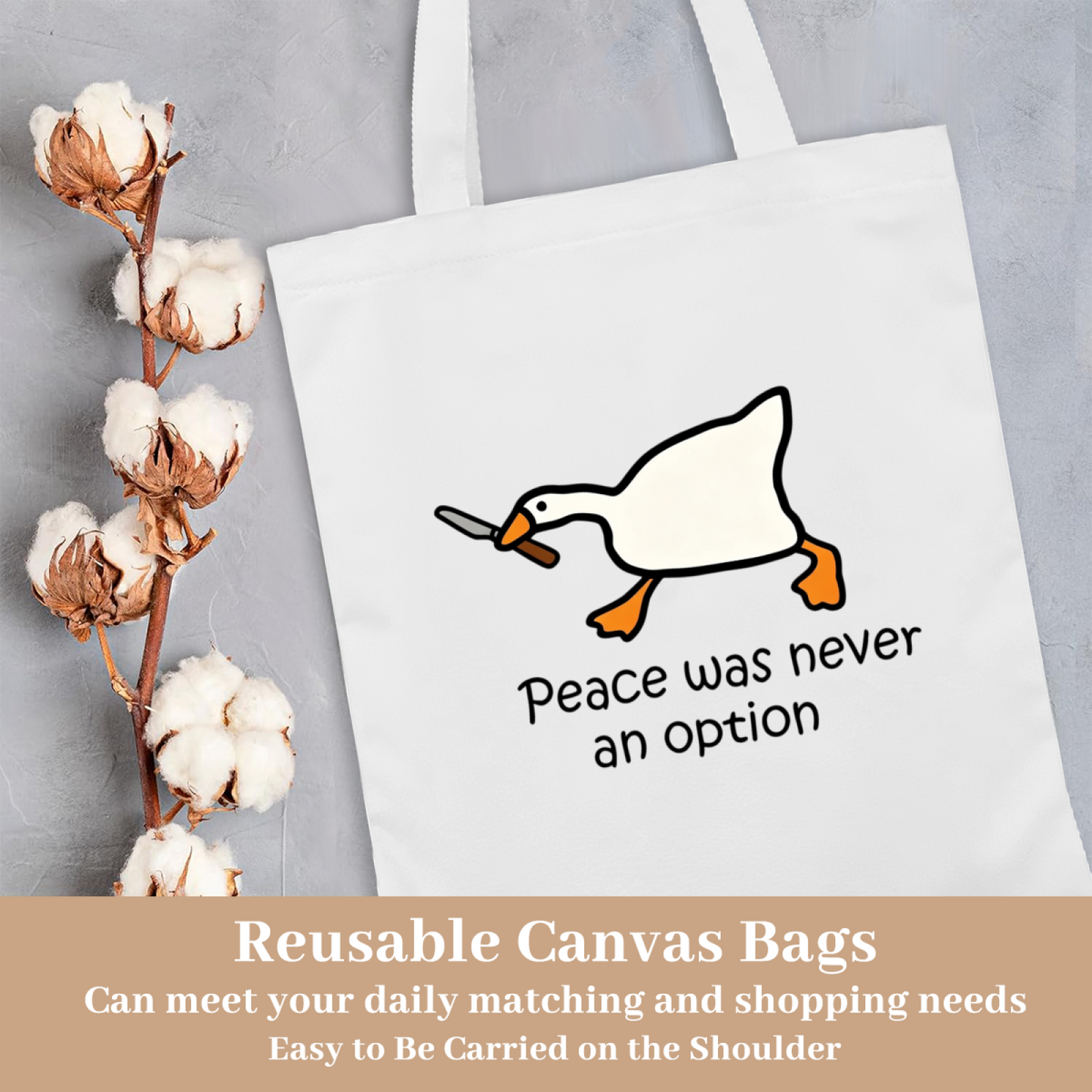 Simple Shh Quiet Face Canvas Bag | Library Study Minimal Soft Tone Hand Tote