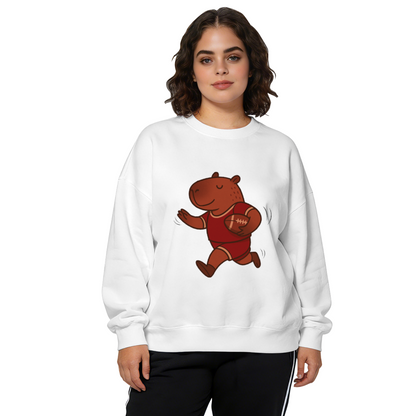 Cute Capybara Playing American Football Crewneck Sweatshirt