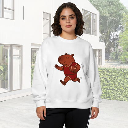 Cute Capybara Playing American Football Crewneck Sweatshirt