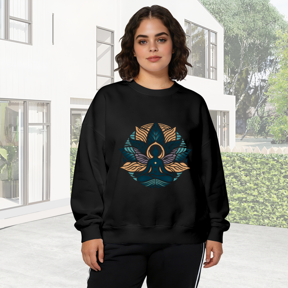 Lotus Meditation Yoga Spiritual Crewneck Sweatshirt