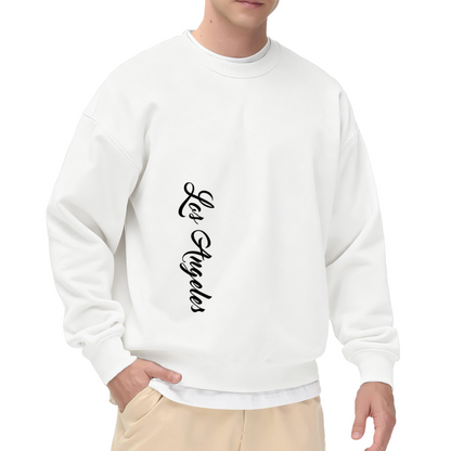 Vertical Los Angeles Cursive Print Crewneck Sweatshirt