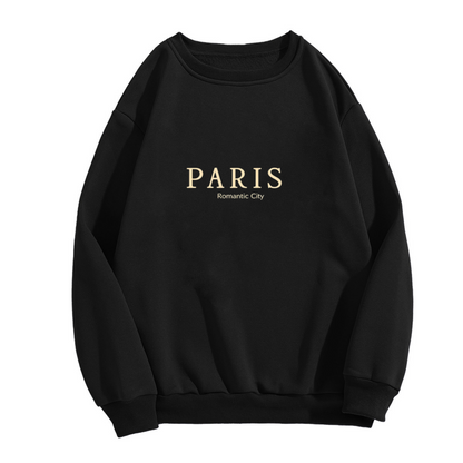Elegant Paris Romantic City Letter Crewneck Sweatshirt