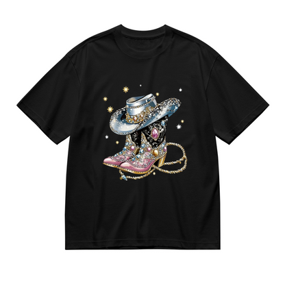 Sparkly Rhinestone Cowgirl Boots & Hat Western Tee