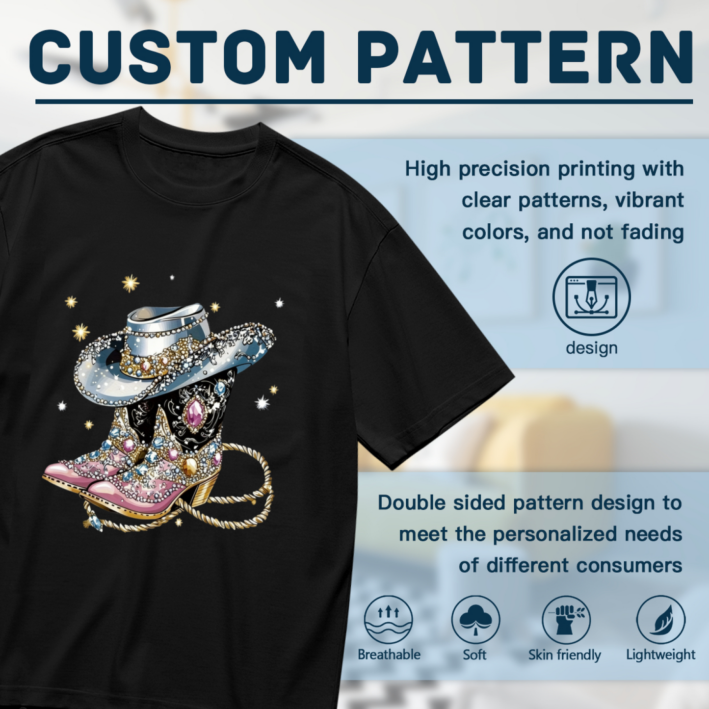 Sparkly Rhinestone Cowgirl Boots & Hat Western Tee