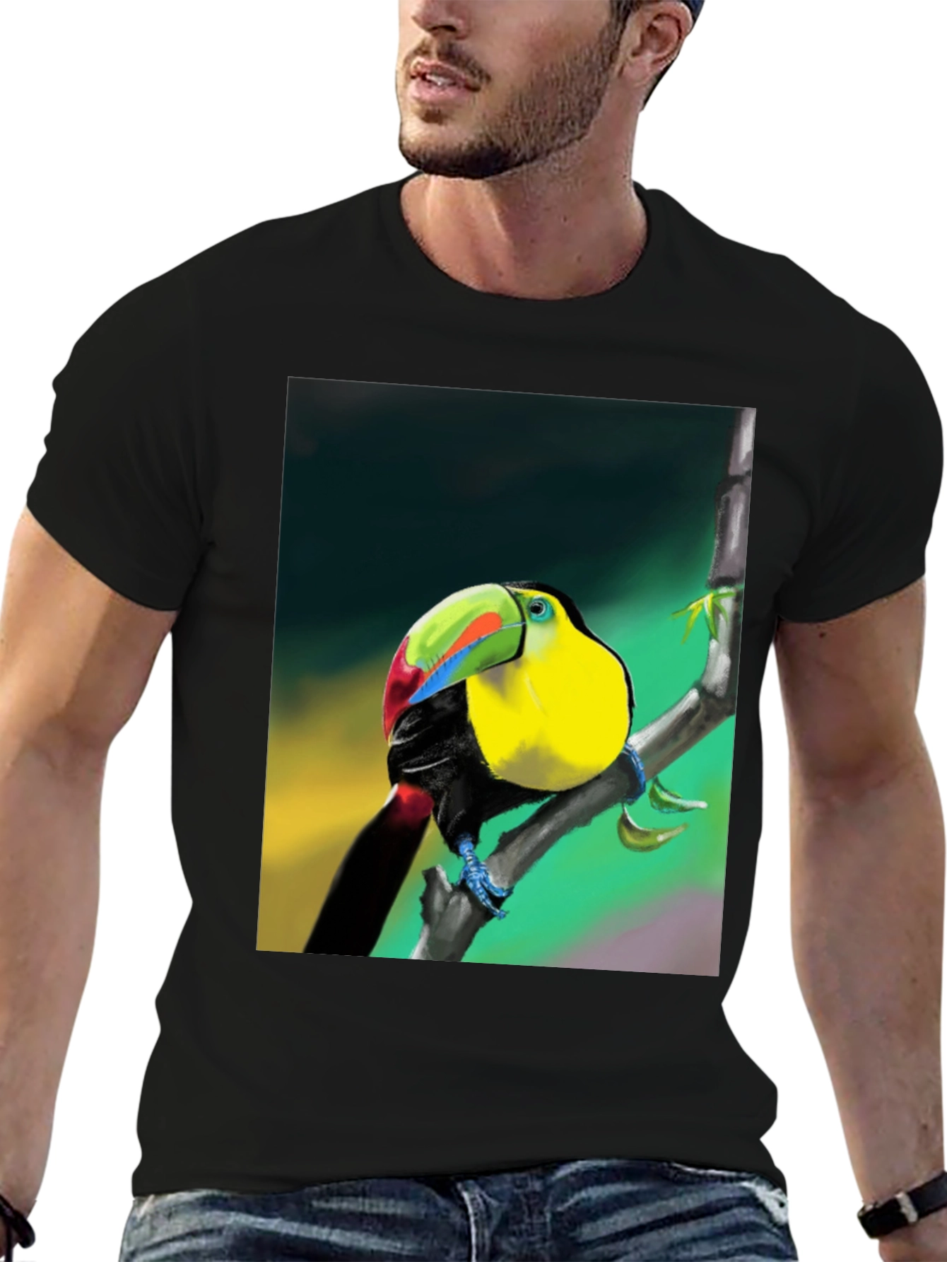 Tropical Toucan Graphic T-Shirt - Vibrant Bird Design
