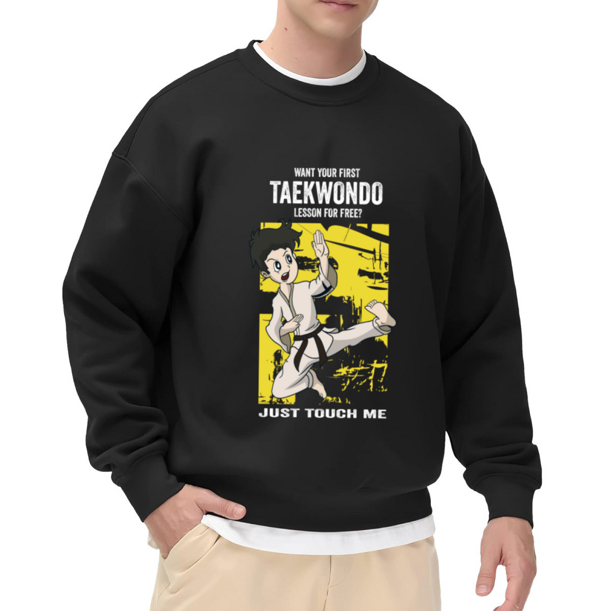Want Your First Taekwondo Lesson For Free Funny Martial Arts Crewneck Sweatshirt
