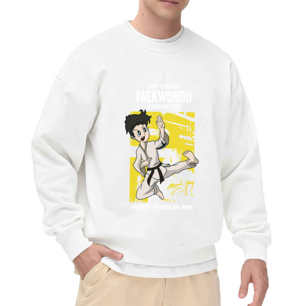 Want Your First Taekwondo Lesson For Free Funny Martial Arts Crewneck Sweatshirt