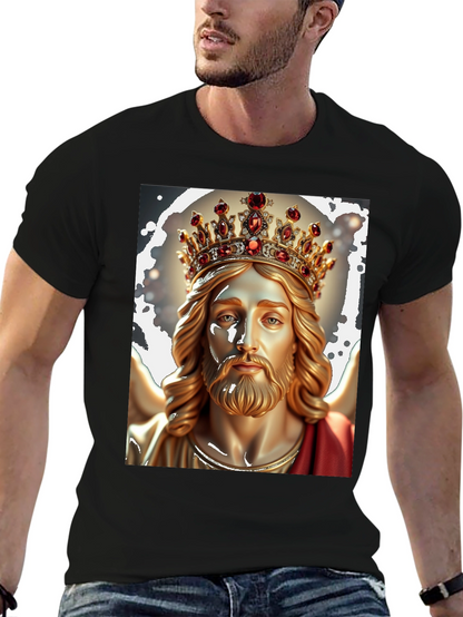 Jesus Christ King Graphic Tee - Black Cotton T-Shirt
