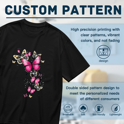 Dreamy Pink Glowing Butterfly Art Graphic Tee