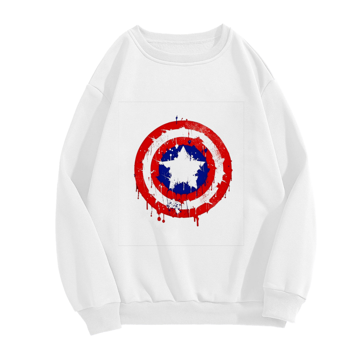 Distressed Super Hero Shield Vintage Graphic Crewneck Sweatshirt