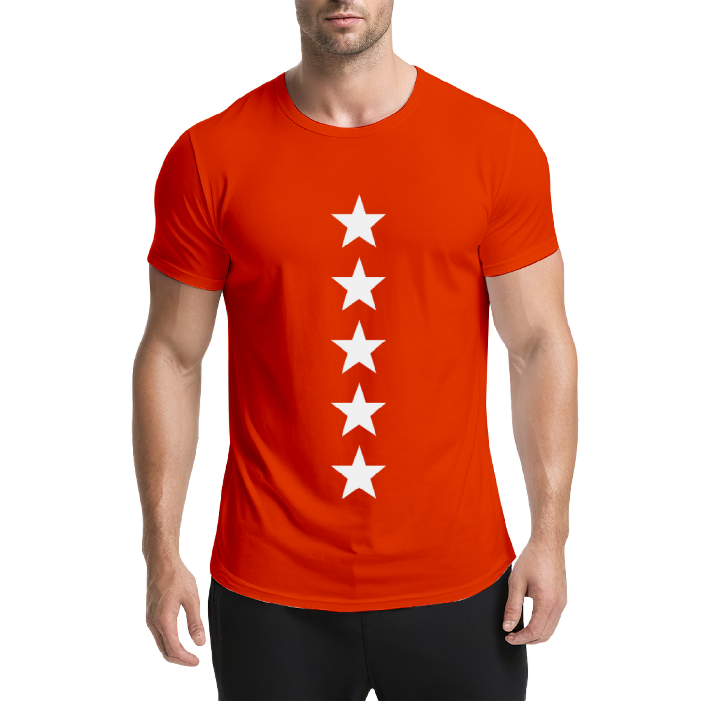 Minimalist Vertical Five Stars Basic Casual Tee