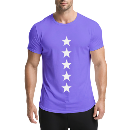 Minimalist Vertical Five Stars Basic Casual Tee