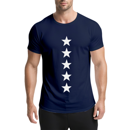 Minimalist Vertical Five Stars Basic Casual Tee