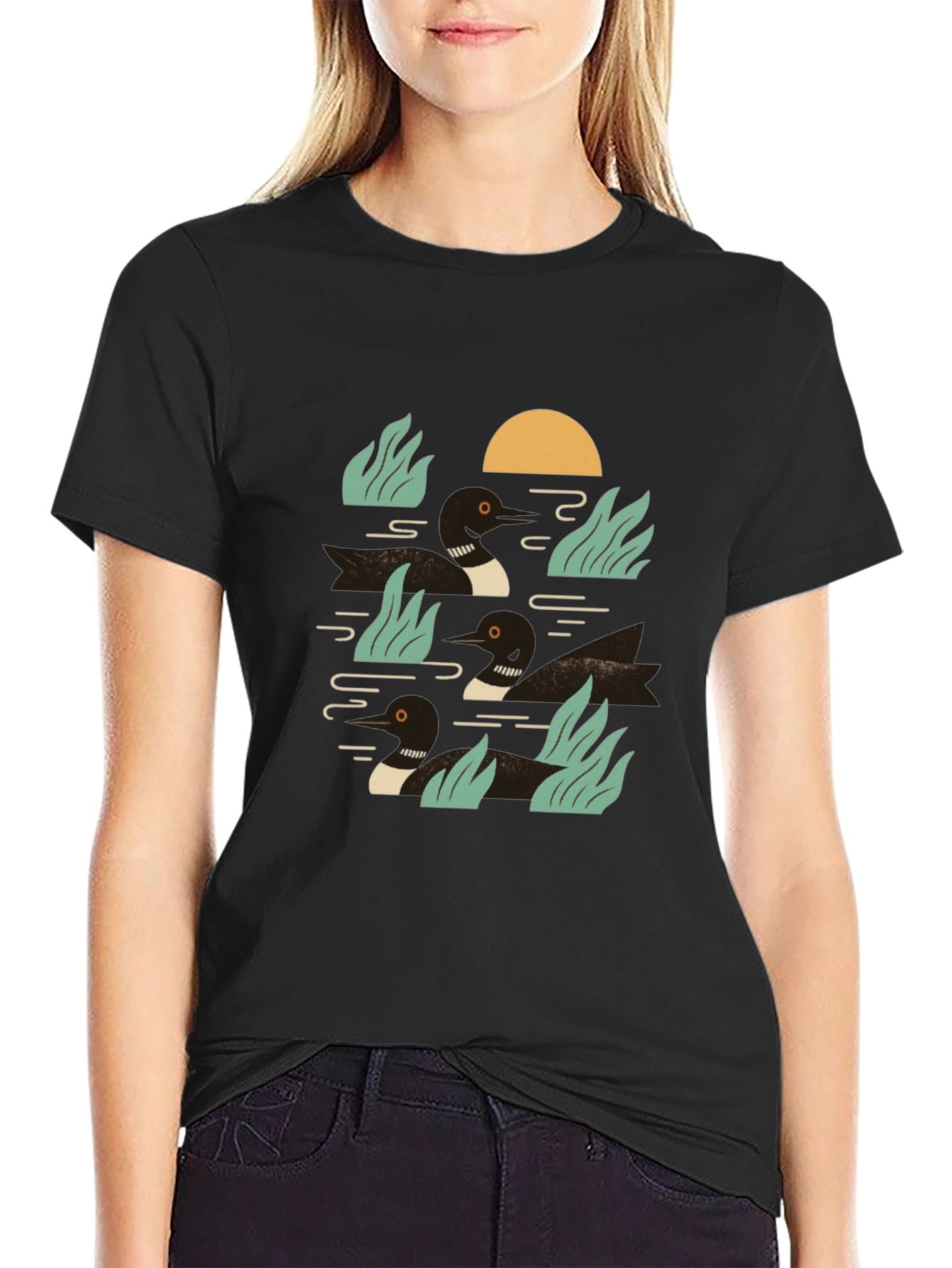 Loon Lake Graphic Tee - Black Cotton Comfort