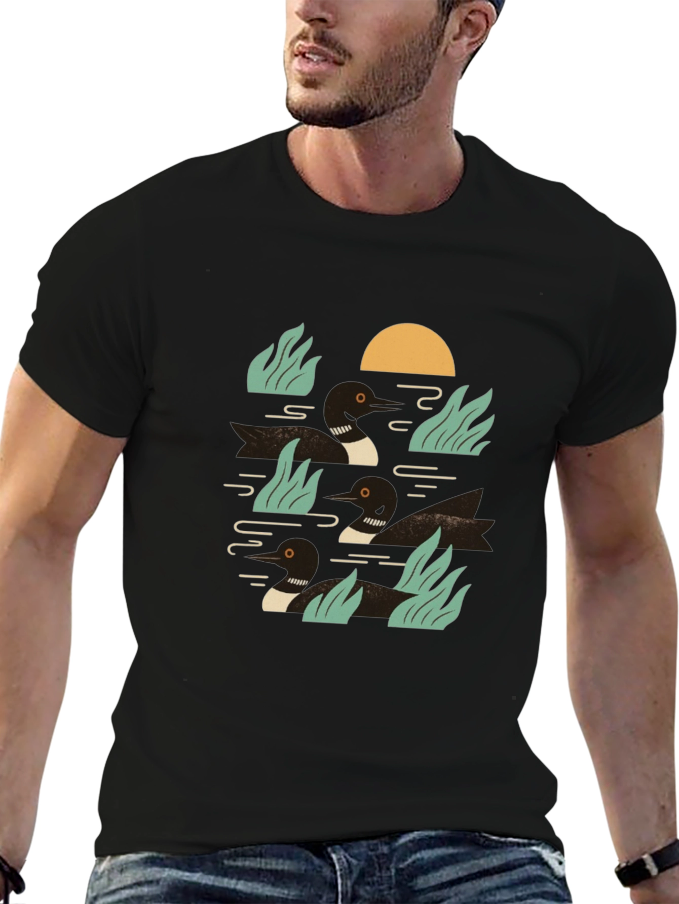 Loon Lake Graphic Tee - Black Cotton Comfort