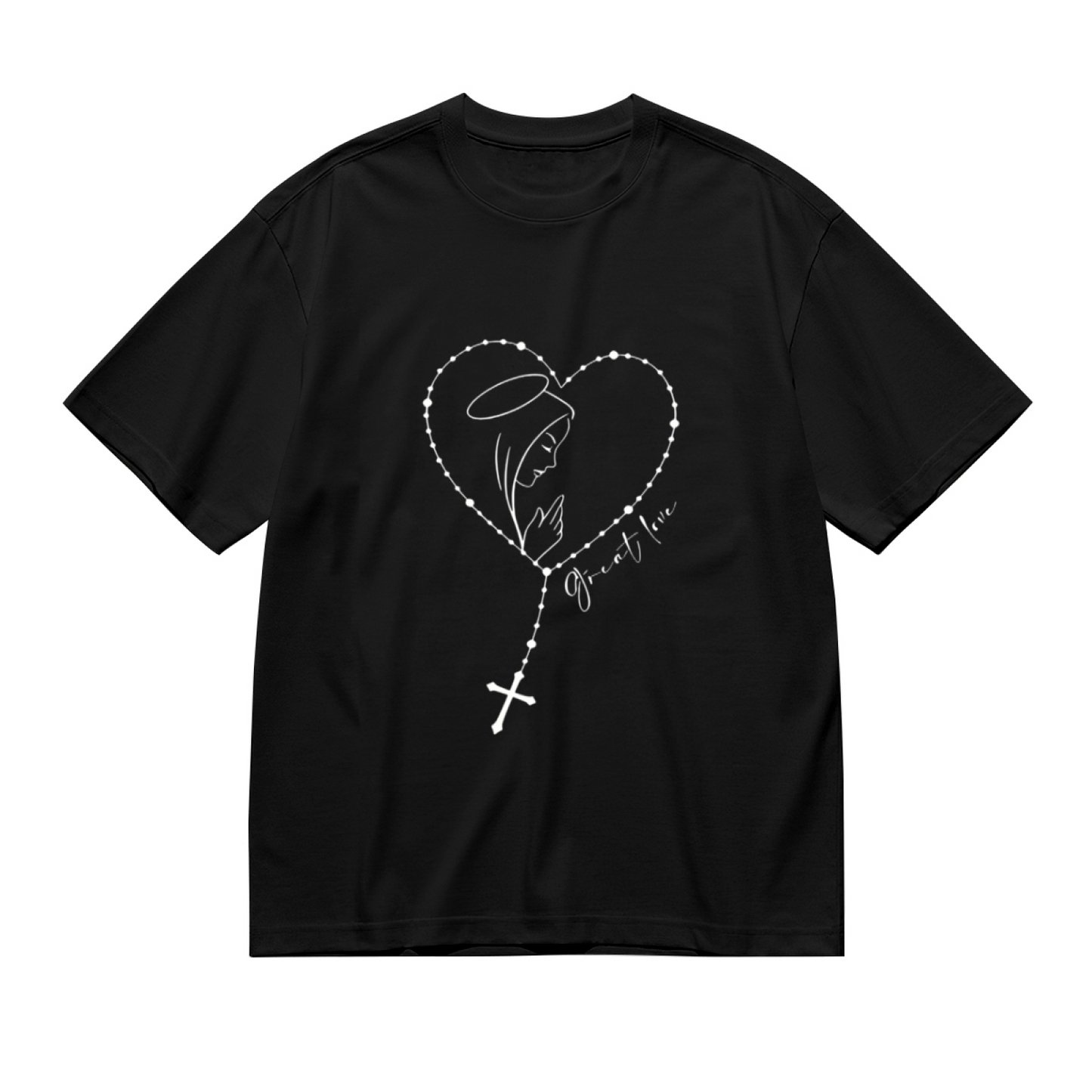 Virgin Mary Rosary Sacred Heart Faith Tee