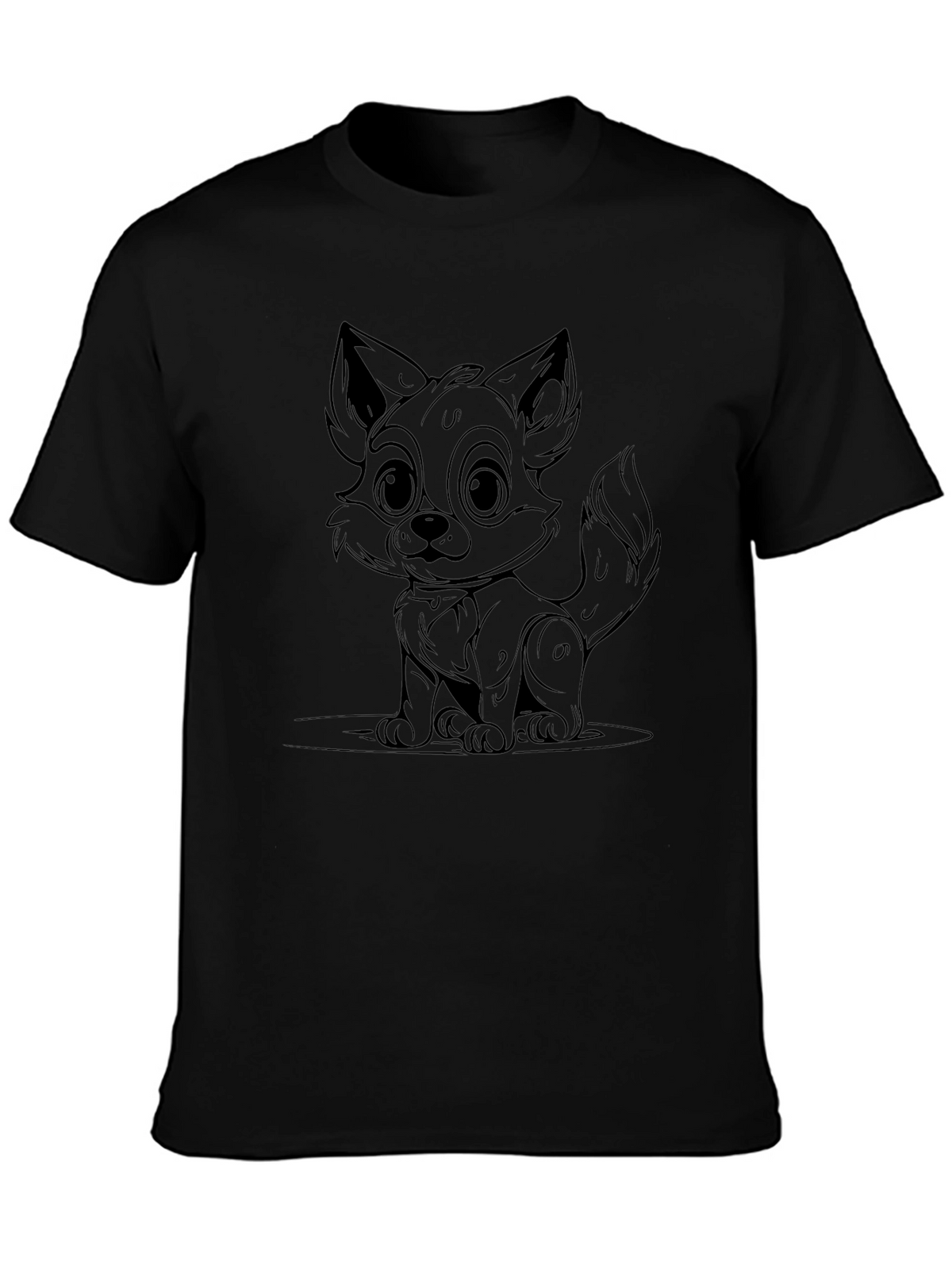 Cute Fox Graphic Black T-Shirt