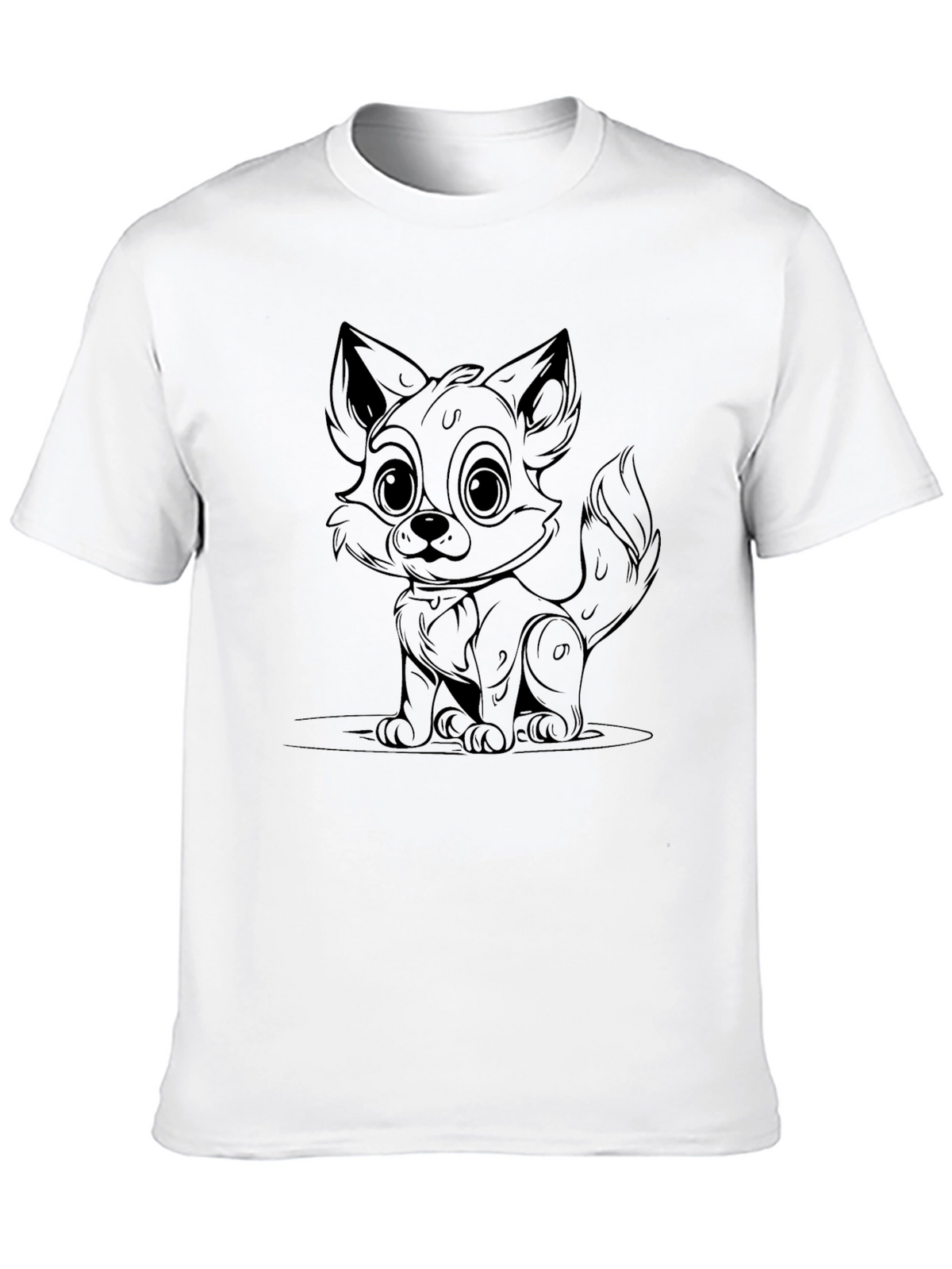 Cute Fox Graphic Black T-Shirt