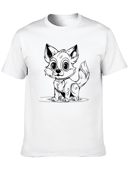 Cute Fox Graphic Black T-Shirt