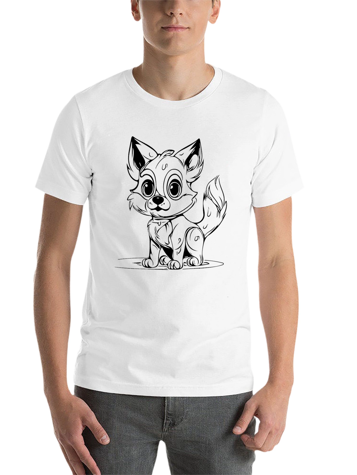 Cute Fox Graphic Black T-Shirt