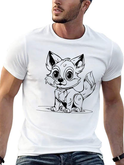 Cute Fox Graphic Black T-Shirt