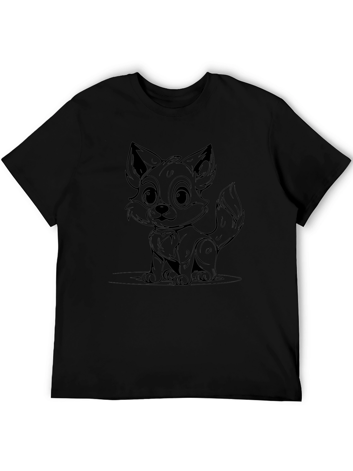 Cute Fox Graphic Black T-Shirt