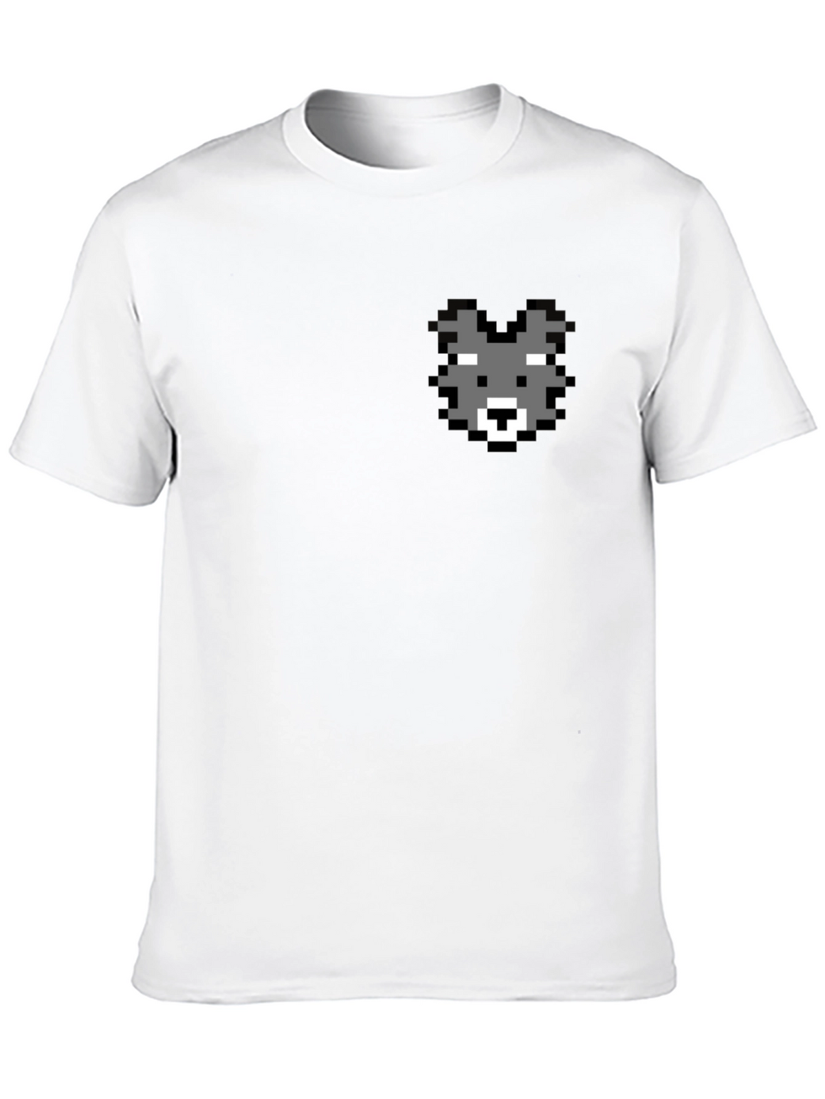 Pixel Wolf Graphic Tee - Classic Black Cotton