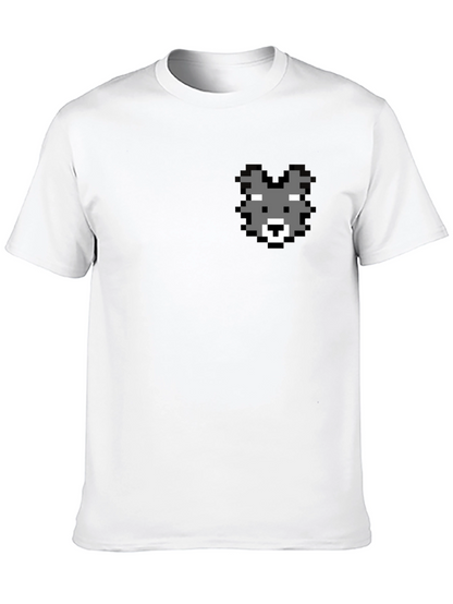 Pixel Wolf Graphic Tee - Classic Black Cotton