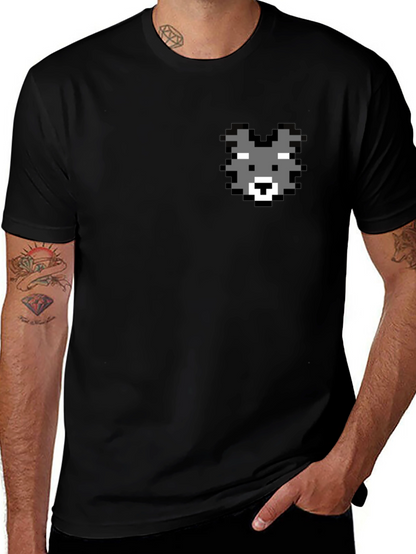 Pixel Wolf Graphic Tee - Classic Black Cotton