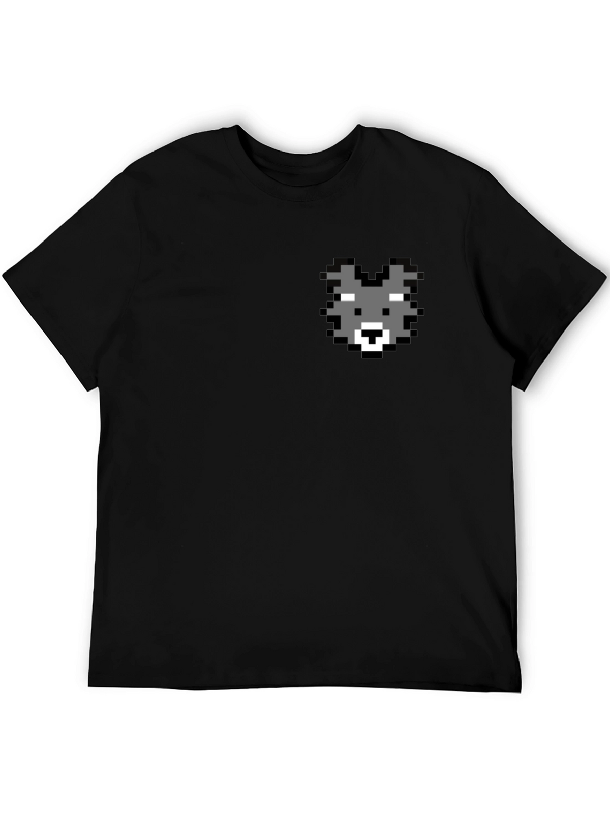 Pixel Wolf Graphic Tee - Classic Black Cotton