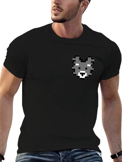 Pixel Wolf Graphic Tee - Classic Black Cotton