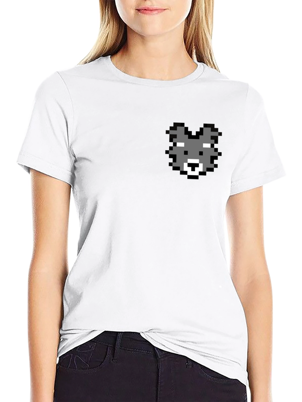 Pixel Wolf Graphic Tee - Classic Black Cotton