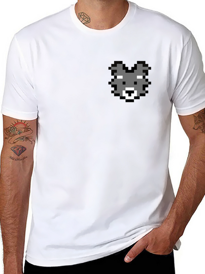 Pixel Wolf Graphic Tee - Classic Black Cotton