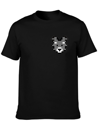 Pixel Wolf Graphic Tee - Classic Black Cotton