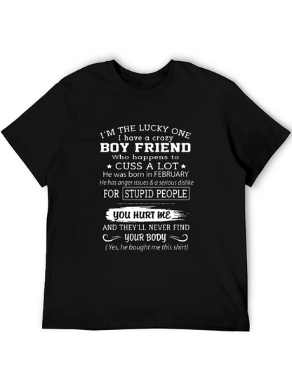 Crazy Boyfriend Novelty Graphic T-Shirt