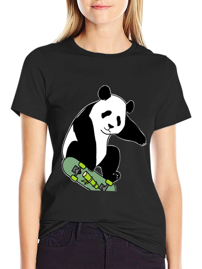 Panda Skateboard T-Shirt - Black
