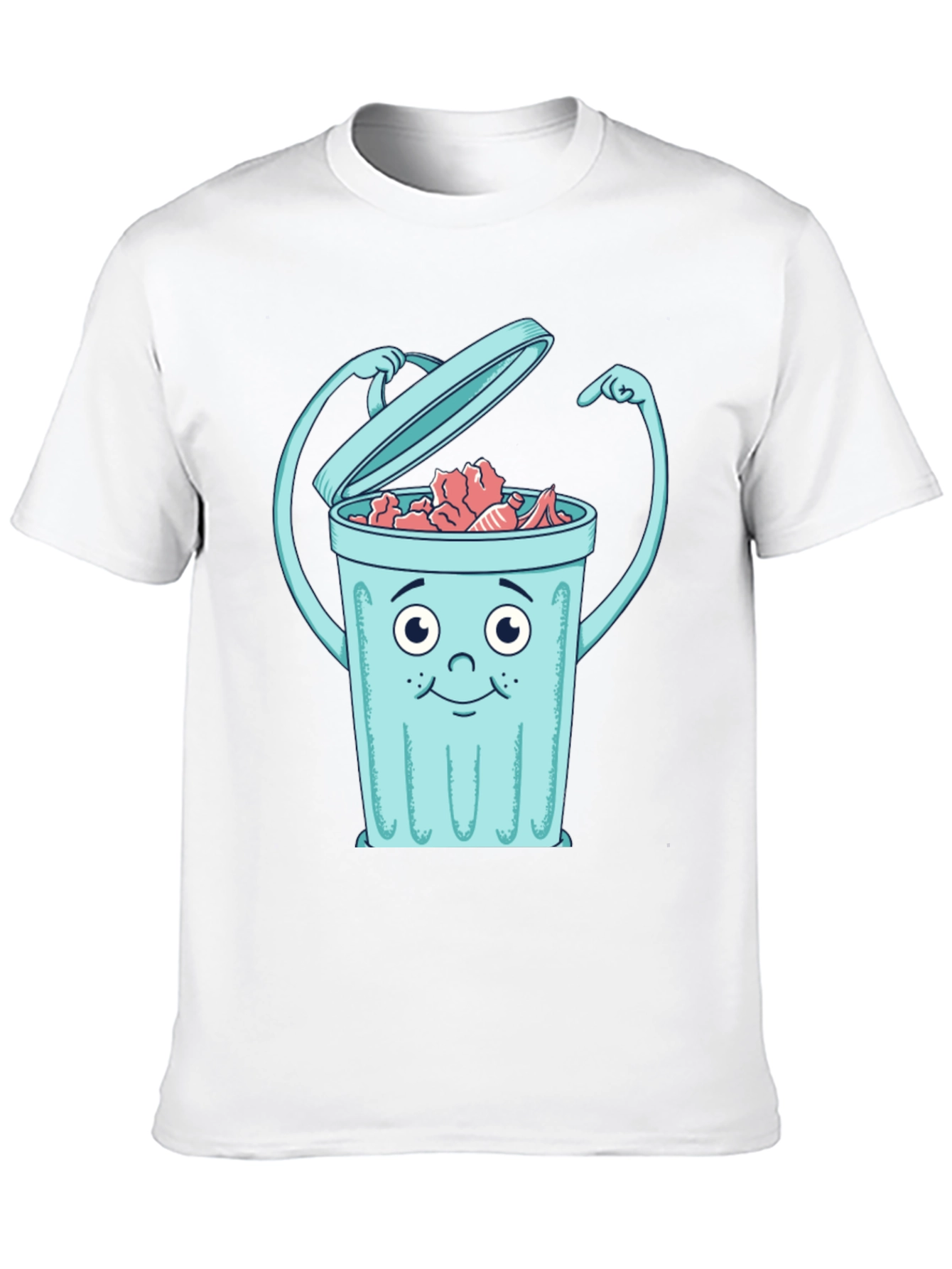 Cartoon Trash Can Graphic Tee - Black