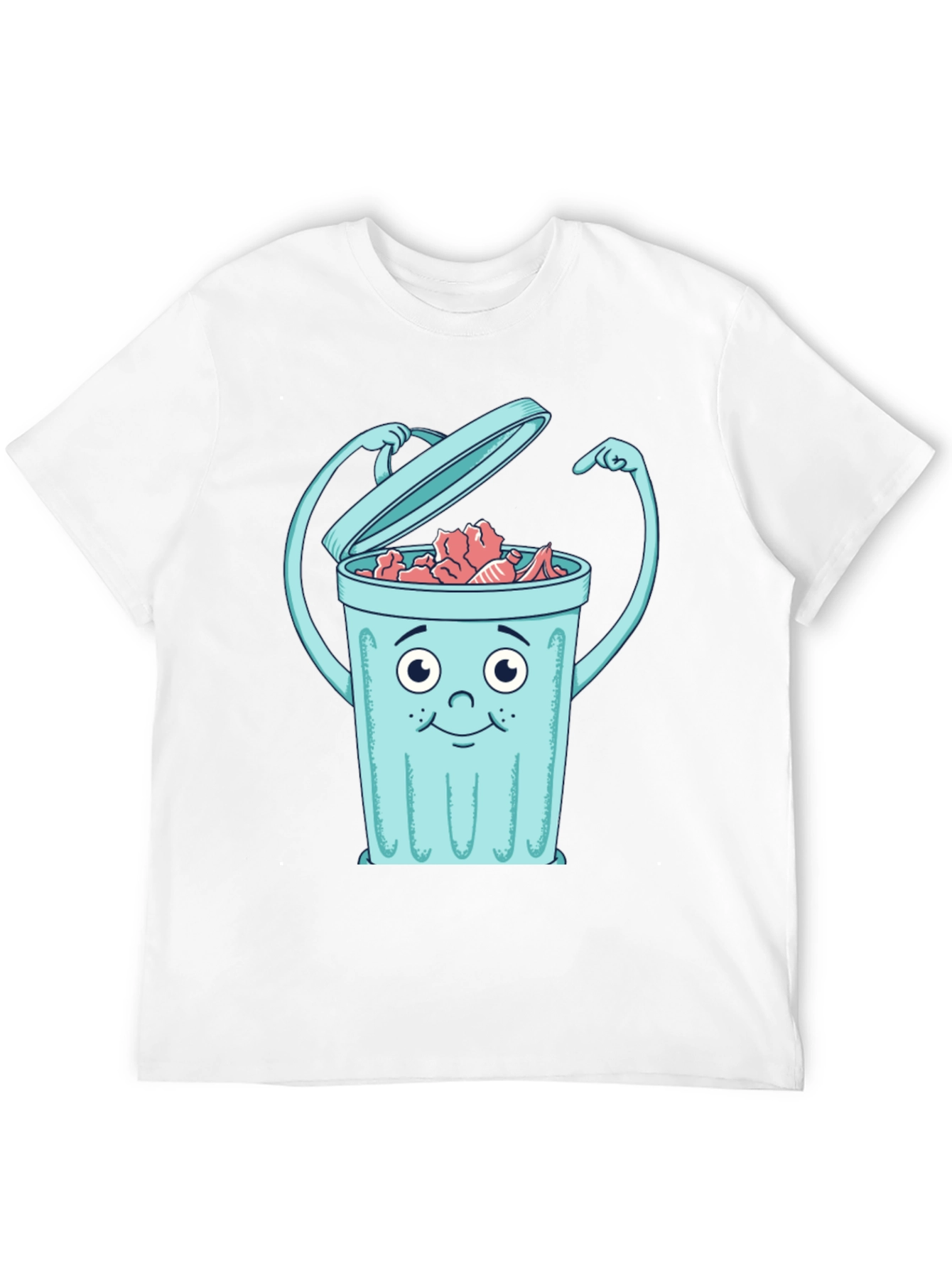 Cartoon Trash Can Graphic Tee - Black