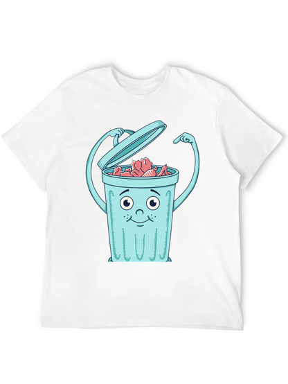 Cartoon Trash Can Graphic Tee - Black
