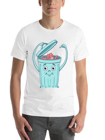 Cartoon Trash Can Graphic Tee - Black