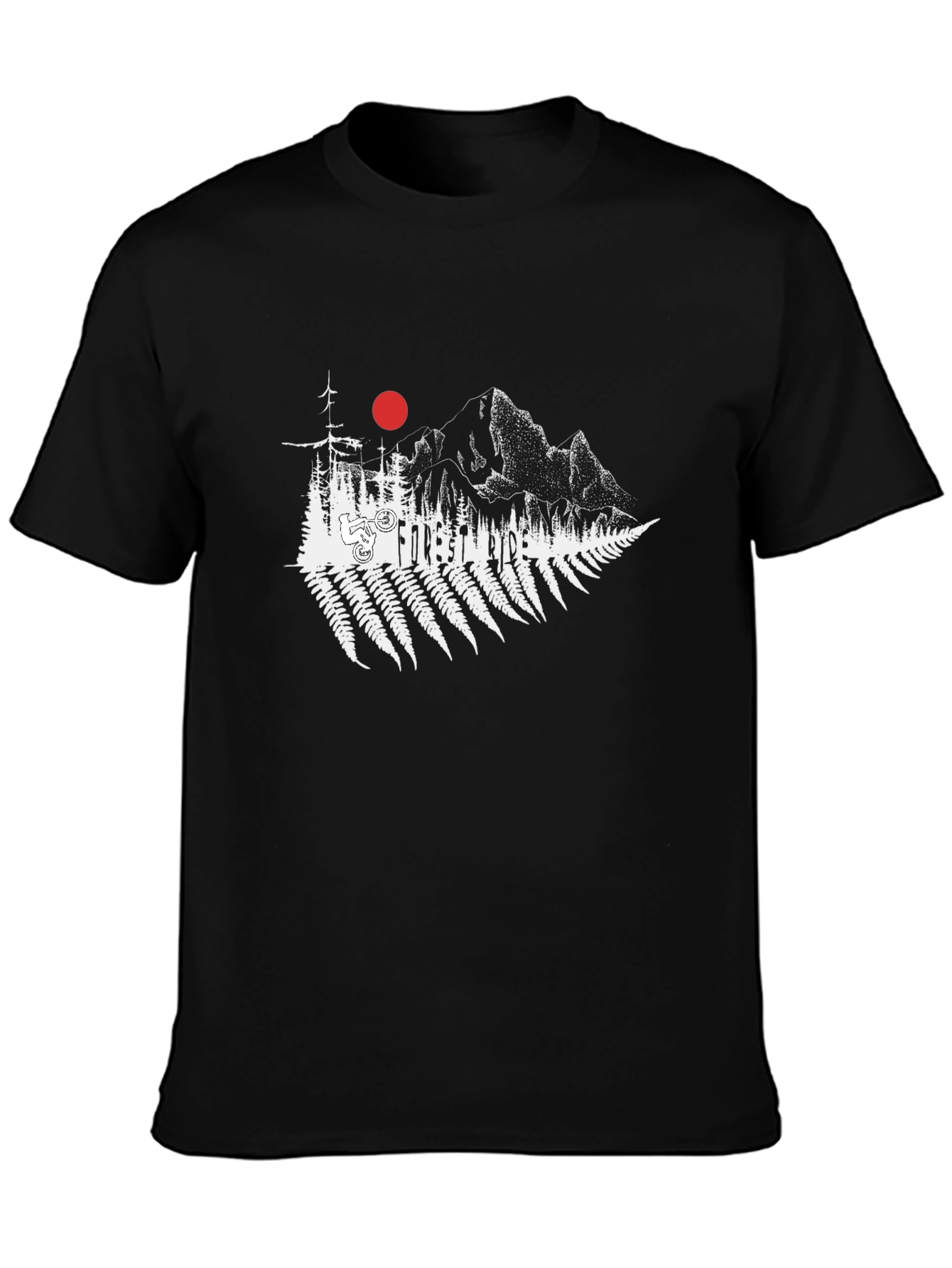 Forest Ride Black T-Shirt - Mountain Bike Design