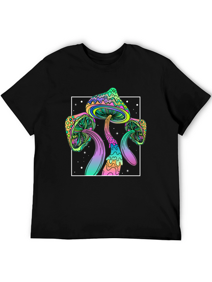 Psychedelic Mushroom T-Shirt - Black Trippy Tee