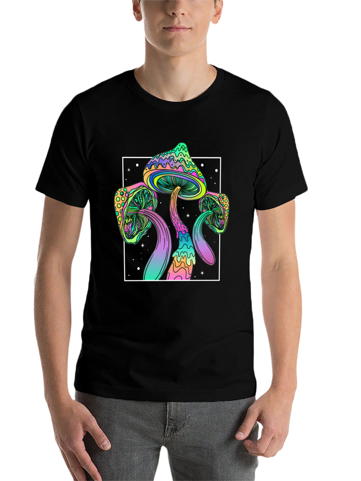 Psychedelic Mushroom T-Shirt - Black Trippy Tee