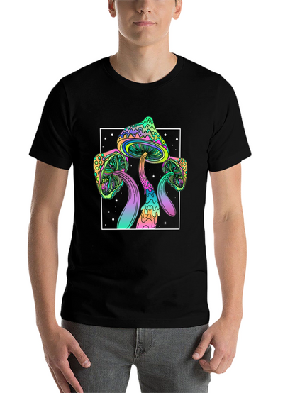 Psychedelic Mushroom T-Shirt - Black Trippy Tee